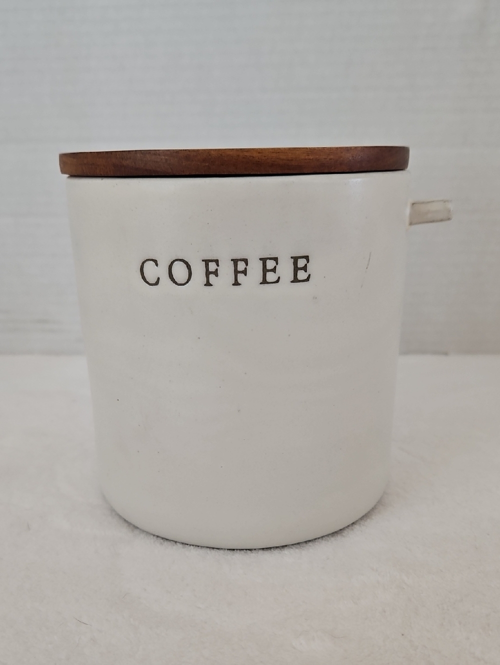 Hearth & Hand Magnolia Sour Cream Gray Coffee Canister with Wooden Lid
